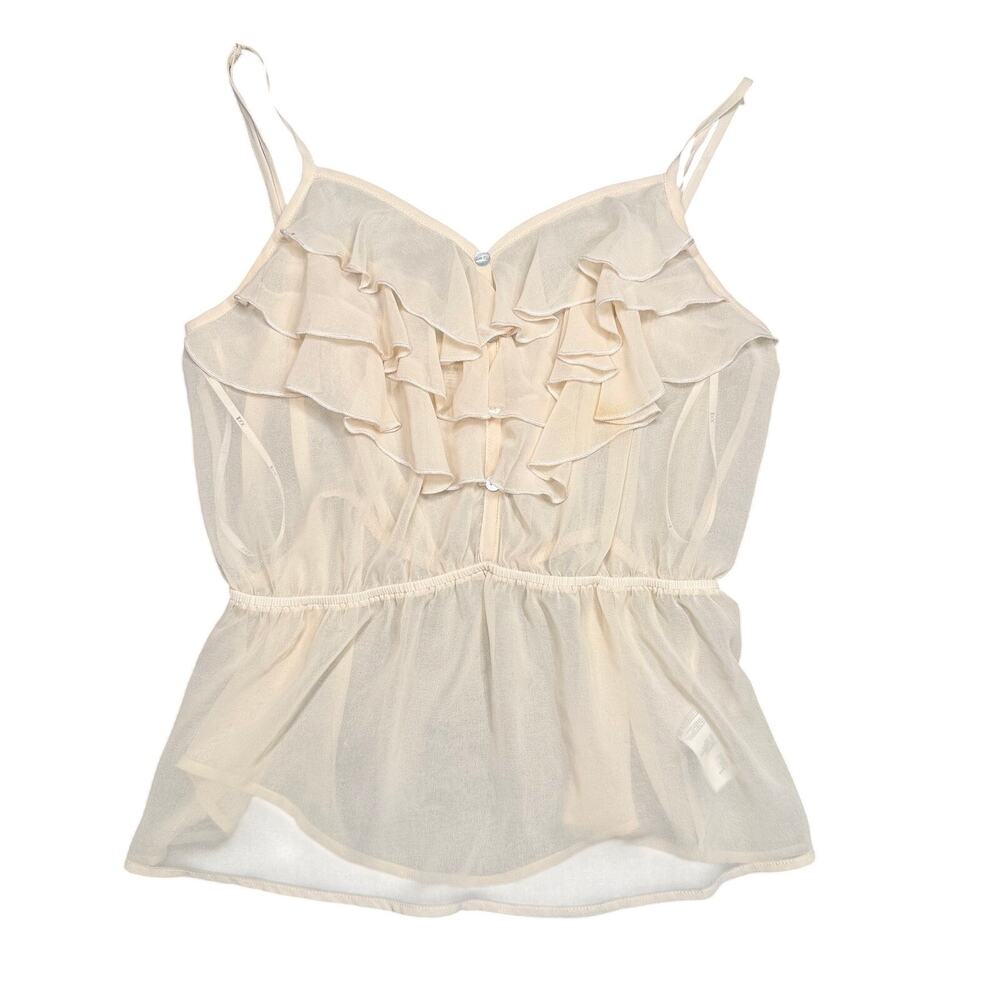 Y2k XXI Fairycore Whimsigoth Ruffle Cami Top Cream Medium